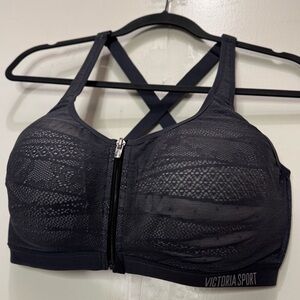 Victoria Sport Gray Zip Front Sports Bra
